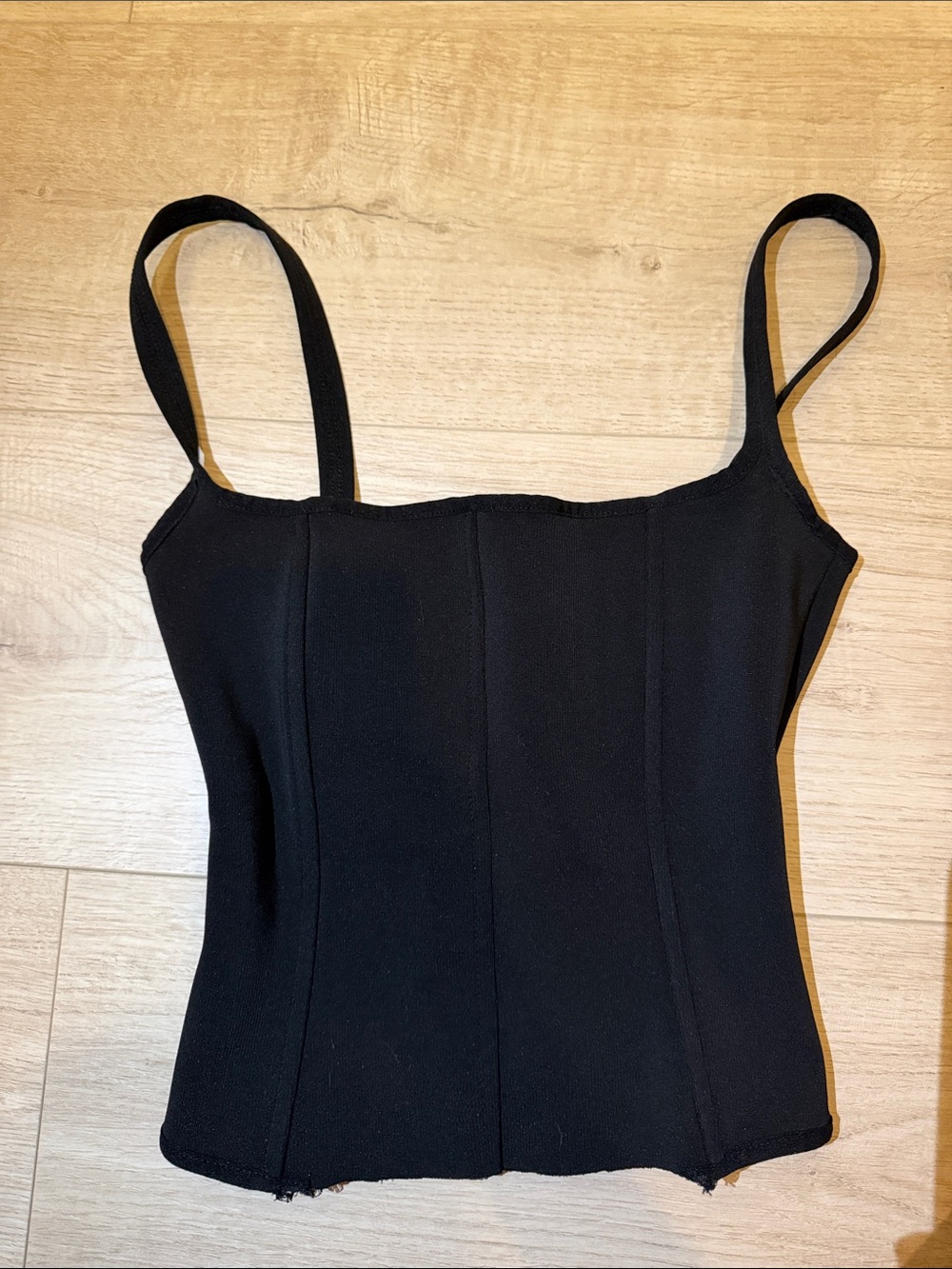 Zara Black Square-Neck Corset Tank